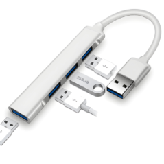 HUB Type-C 4 en 1 pour Ordinateur Portable 1 Port USB 3.0 + 3 Ports USB 2.0 - Argenté — ECO · Smarty Paris 18e